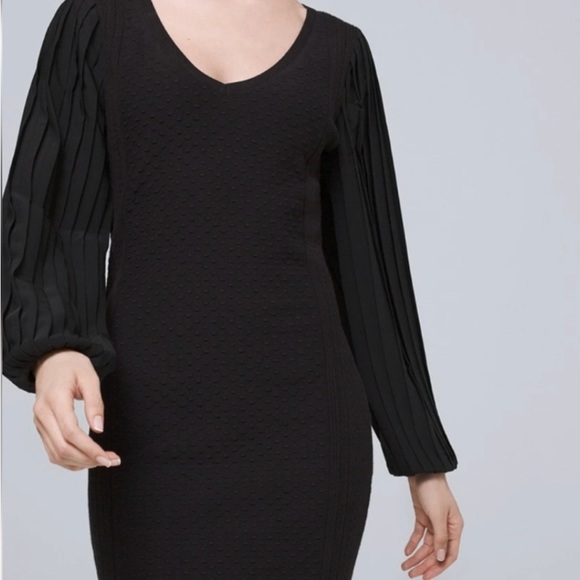 NWOT Women’s White House Black Market Pleated
Sleeve Sweater Dress Size Large - Picture 1 of 12